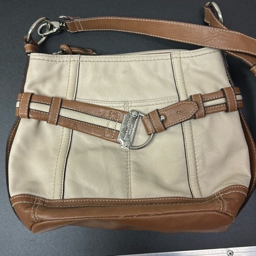Tignanello tan and brown genius leather ladies shoulder Purse
